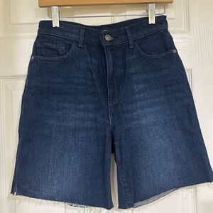 Express Dark Wash Midi High-Rise Denim Shorts size 0
